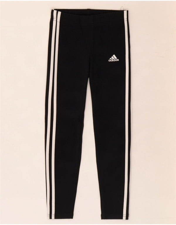 Леггинсы Adidas для девочек 9-10 лет, черные, хлопковые