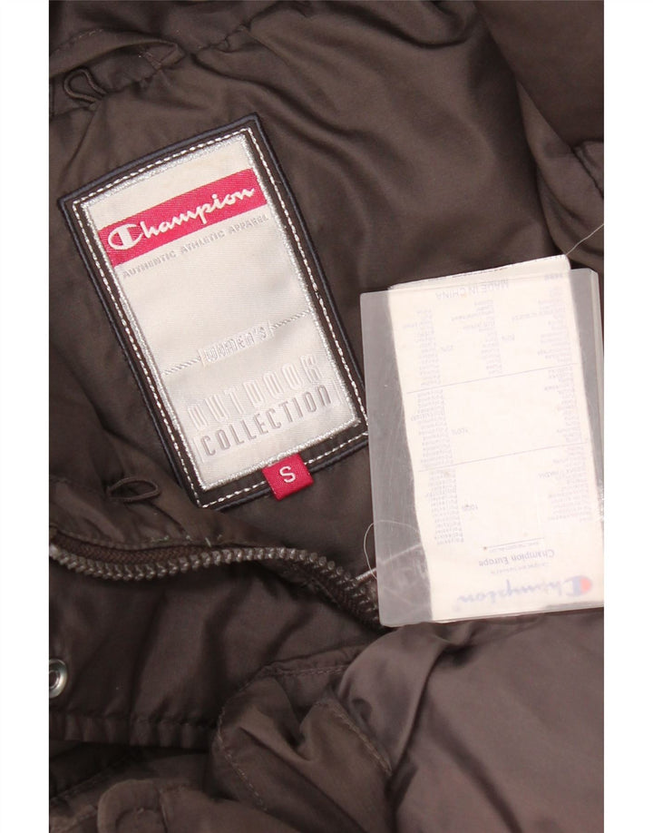 Женское стеганое пальто с капюшоном Champion UK 10, маленький коричневый полиэстер
