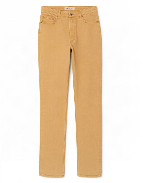 Женские узкие джинсы Zara EU 36 XS W26 L33, бежевый хлопок