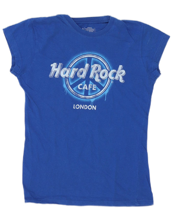Женская футболка с рисунком Hard Rock Cafe London Top UK 12, средний синий хлопок