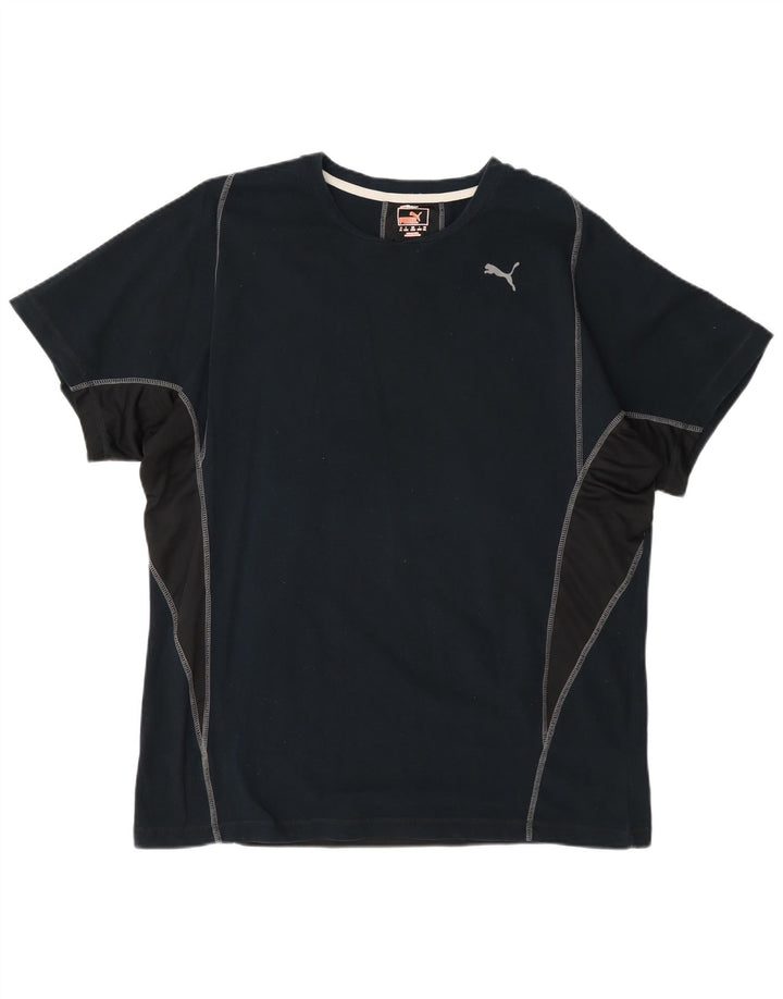 Мужская футболка Puma Top XL темно-синяя с цветными блоками