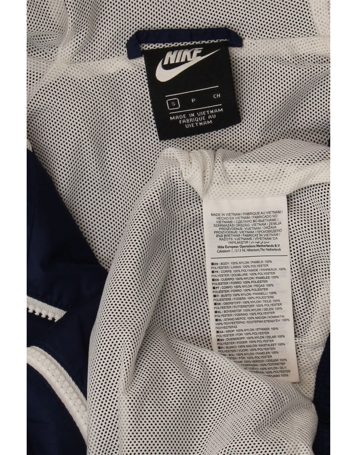 Мужской спортивный костюм Nike с капюшоном, верхняя куртка, маленький темно-синий, нейлон с цветными блоками