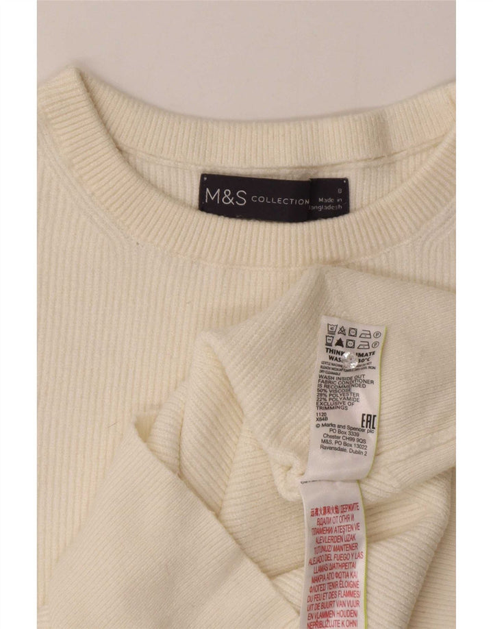 Женская блузка Marks & Spencer Top UK 8, маленькая, из вискозы белого цвета