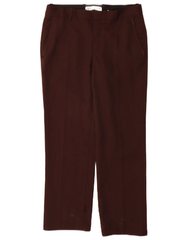 Женские прямые брюки чинос Zara, маленькие W26 L28, коричневые, полиэстер