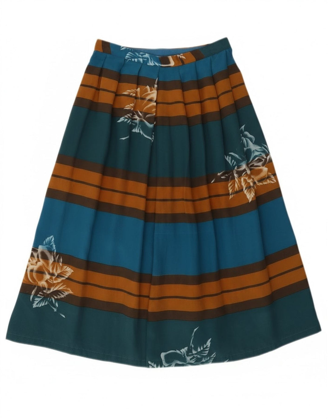 Винтажная женская плиссированная юбка-трапеция W24 XS в разноцветную полоску