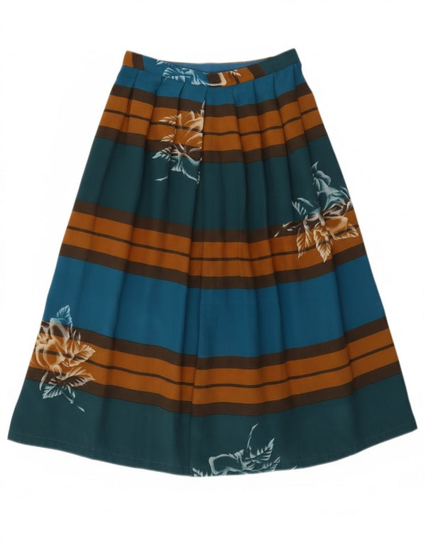 Vintage Womens Pleated A-Line Skirt W24 XS Multicoloured Striped