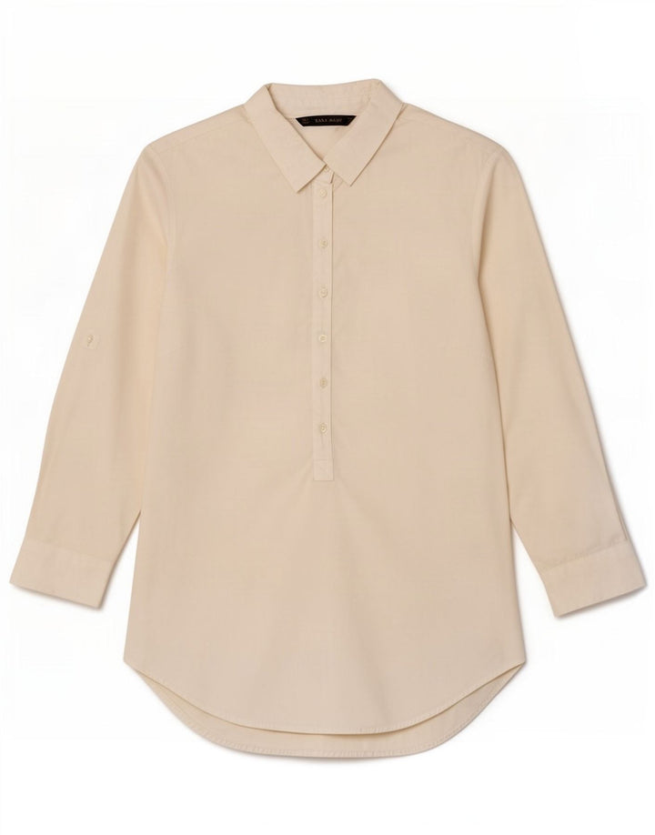 Женская пуловерная рубашка Zara с рукавом 3/4, UK 10, маленькая, белая