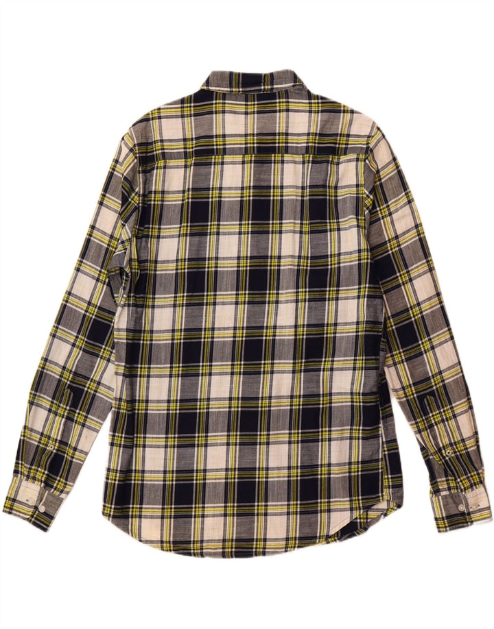 Мужская рубашка в клетку Benetton, темно-синяя, хлопковая, большого размера