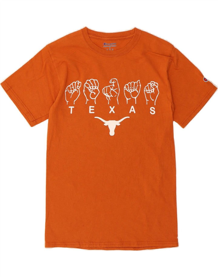CHAMPION Mens Texas Graphic T-Shirt Top Small Orange Vintage Champion and Second-Hand Champion from Messina Hembry 