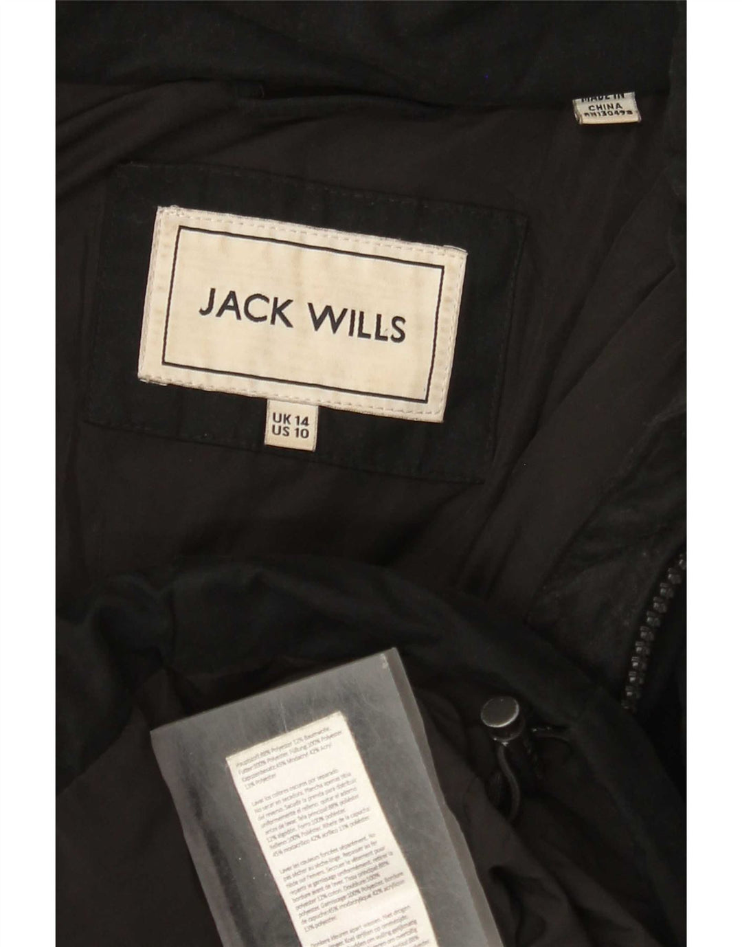 Женская стеганая куртка с капюшоном Jack Wills UK 14, большая черная полиэстер