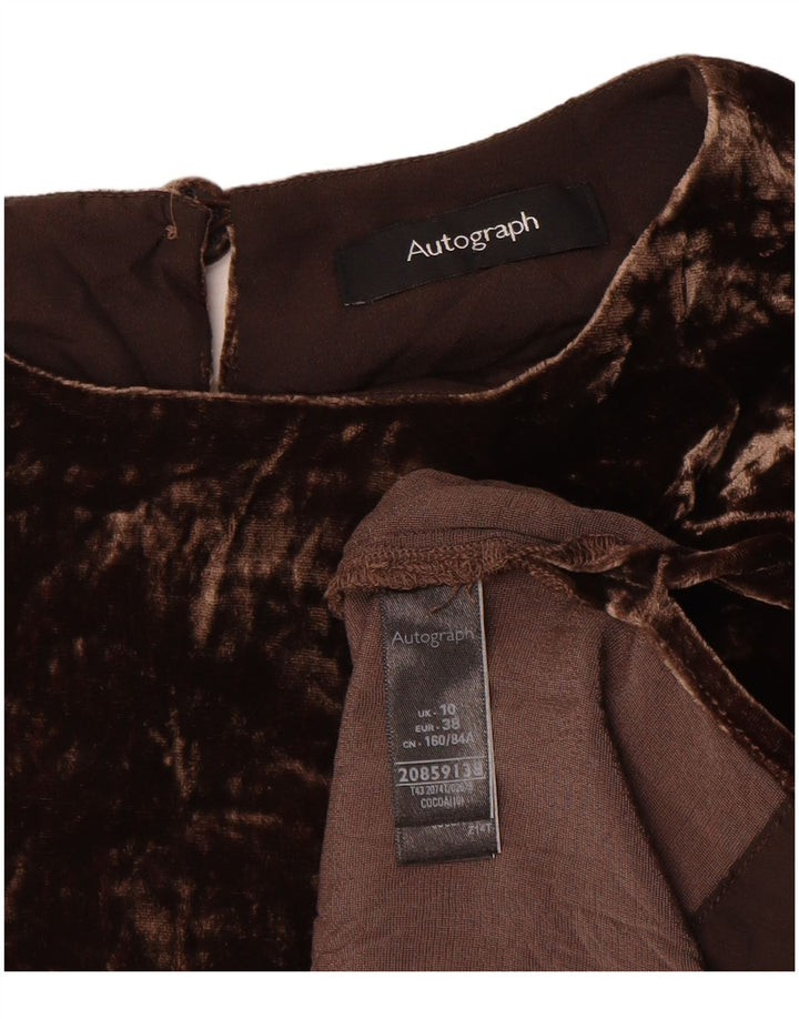 Женская велюровая блузка Marks & Spencer с автографом, топ UK 10, маленький коричневый