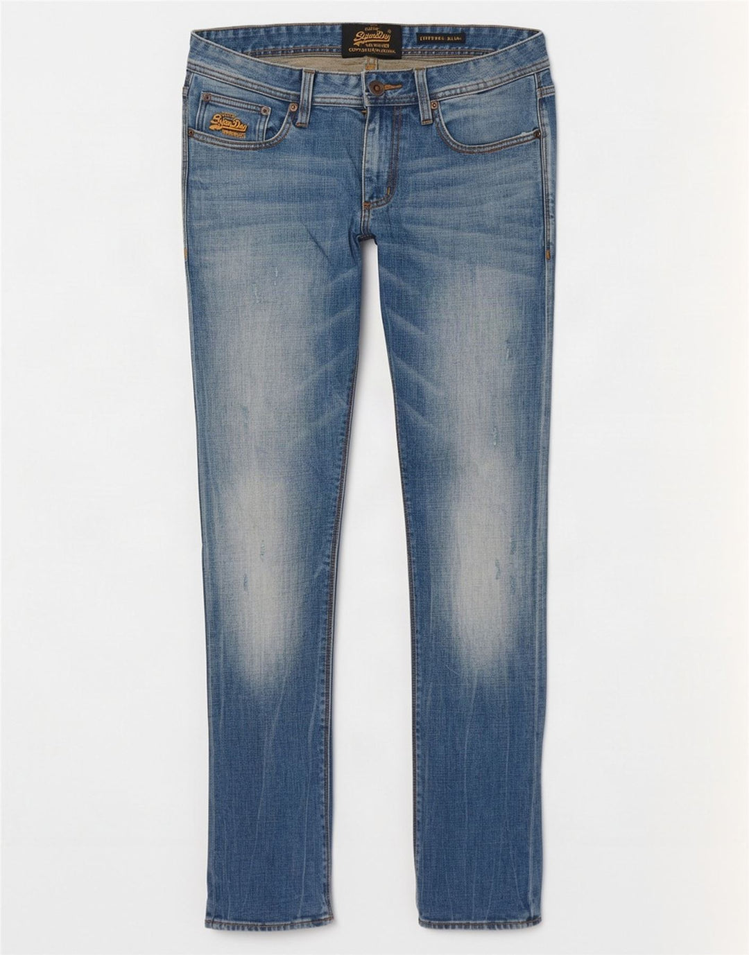 Мужские узкие джинсы с потертостями Superdry Corporal W31 L32, синий хлопок