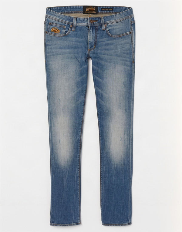 Мужские узкие джинсы с потертостями Superdry Corporal W31 L32, синий хлопок