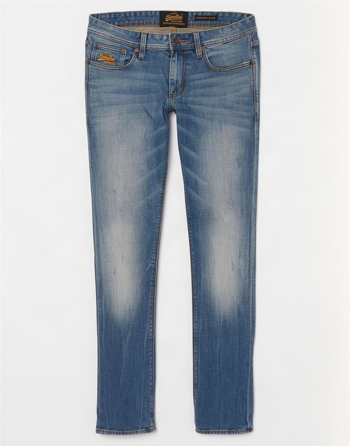 Мужские узкие джинсы с потертостями Superdry Corporal W31 L32, синий хлопок