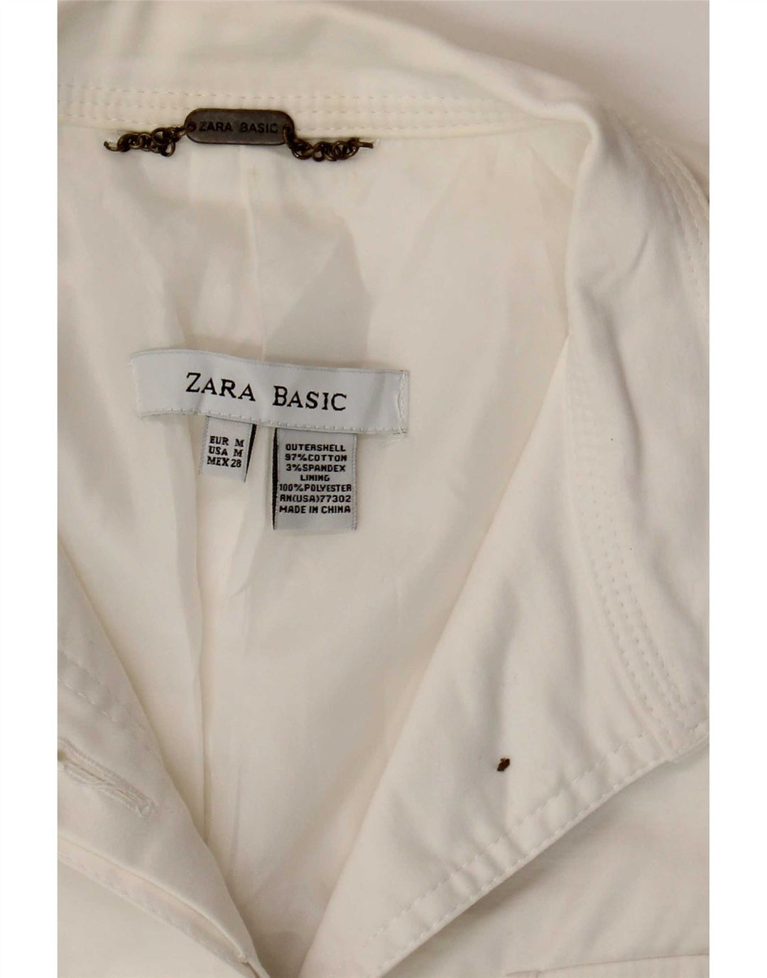 Женский пиджак Zara UK 12, средний белый хлопковый пиджак