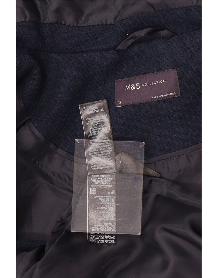 Женский дафлкот с капюшоном Marks & Spencer UK 12, средний темно-синий, шерсть