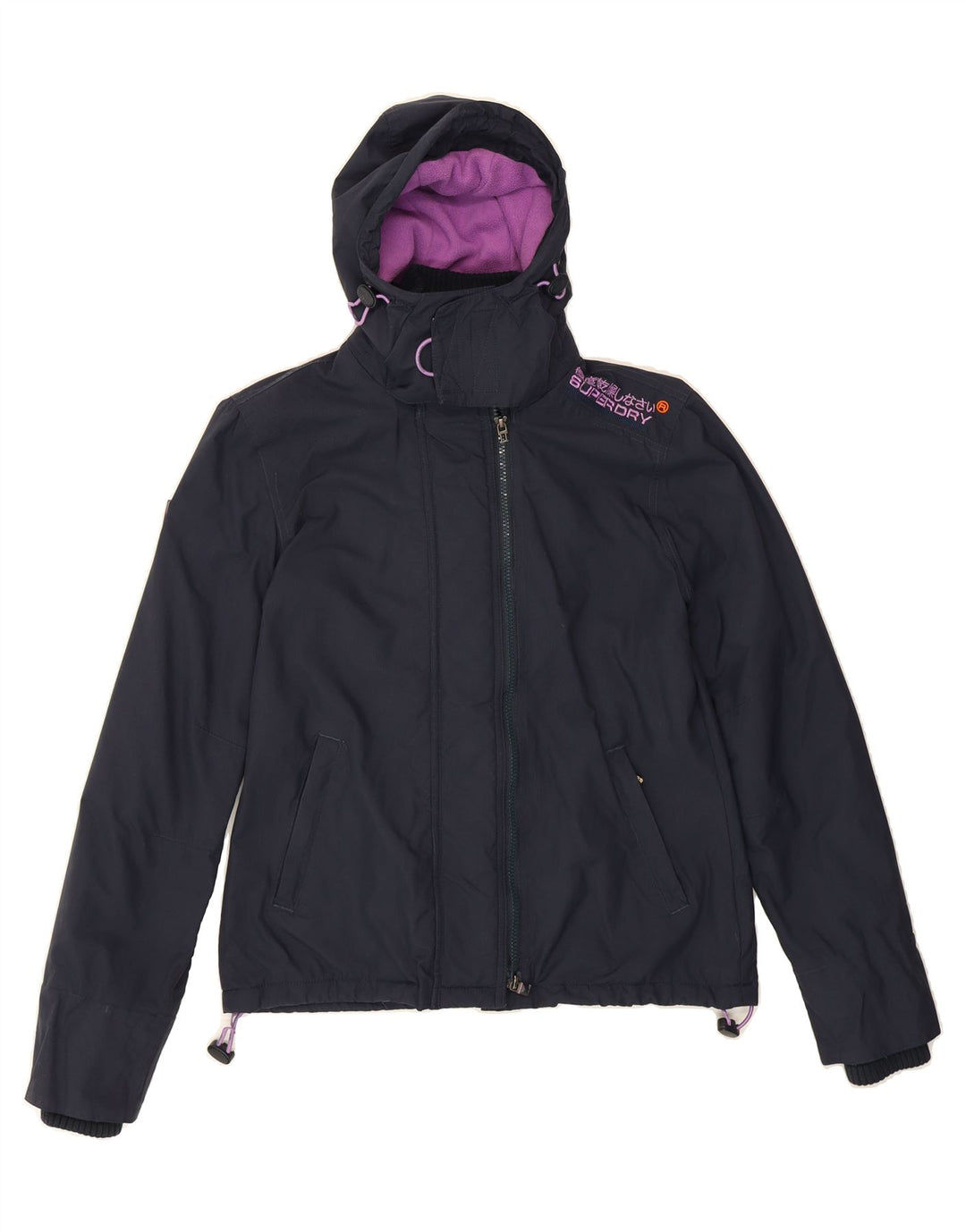SUPERDRY Womens Windcheater Windbreaker Jacket UK 14 Medium Navy Blue Vintage Superdry and Second-Hand Superdry from Messina Hembry 