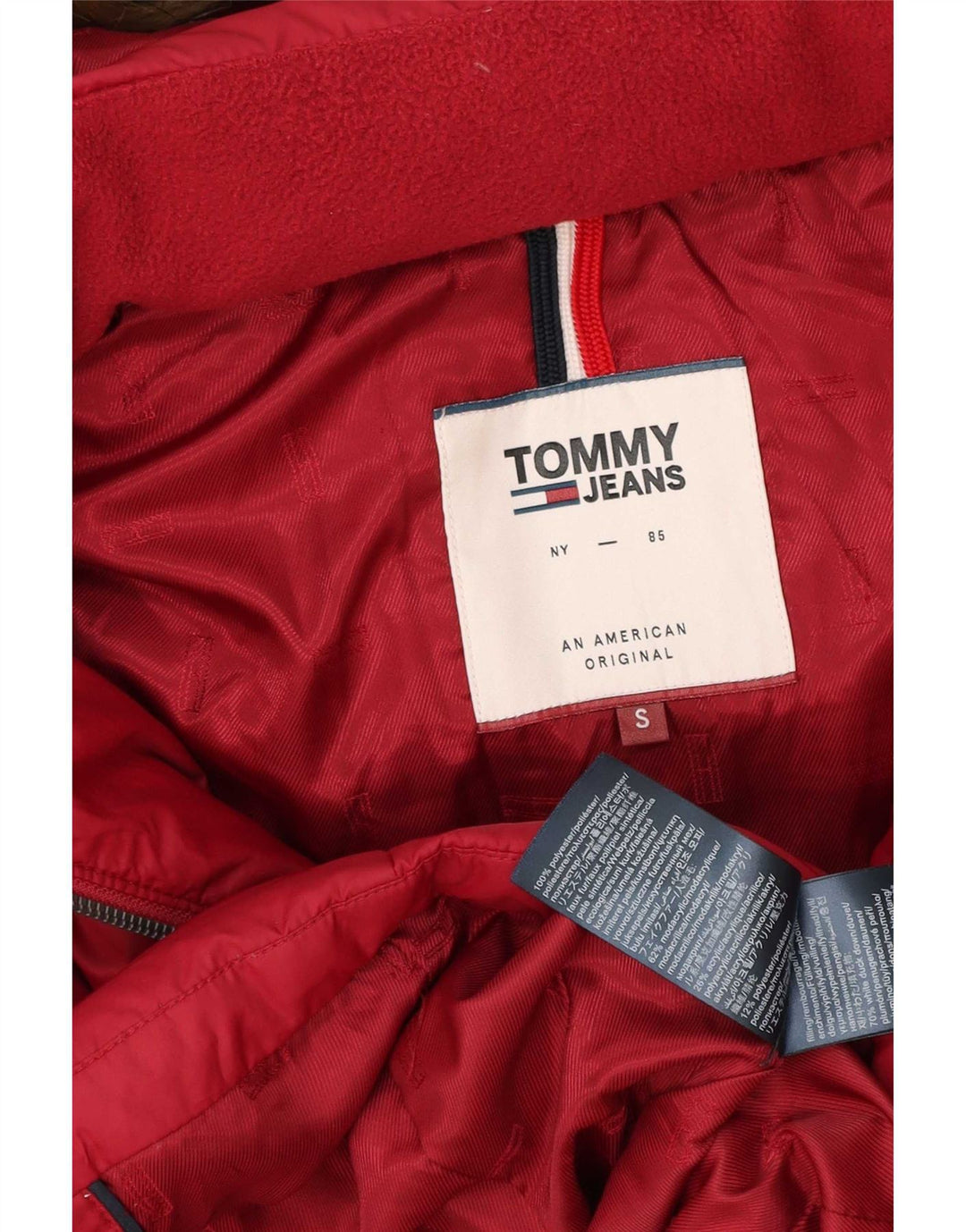 Женская стеганая куртка с капюшоном Tommy Hilfiger UK 10, маленькая, красный, полиэстер