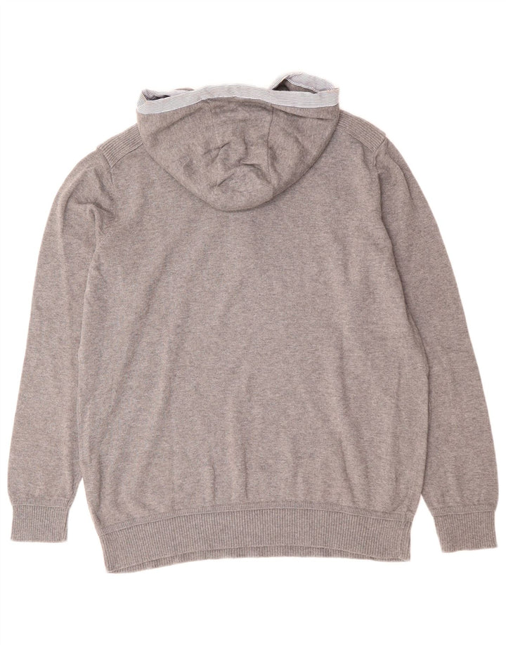 Мужской джемпер с капюшоном MASSIMO DUTTI, большой серый хлопковый свитер