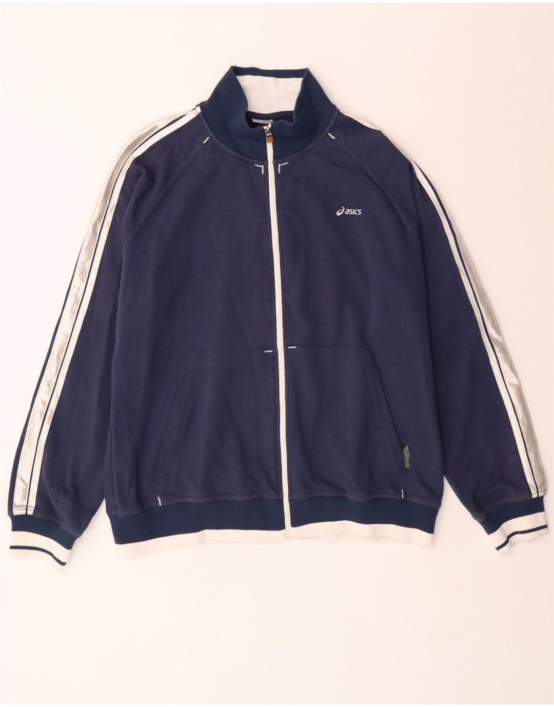 Мужской спортивный костюм ASICS, верхняя куртка 2XL, темно-синий, хлопок с цветными блоками