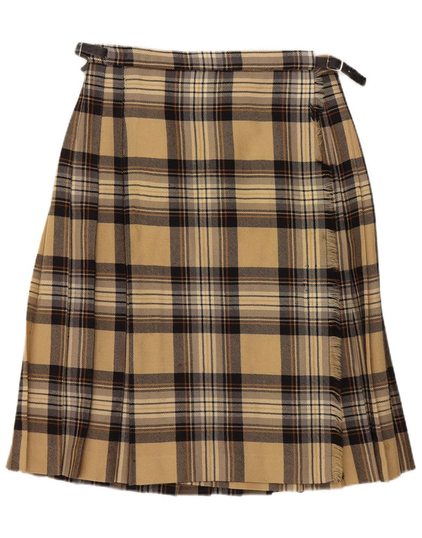 Винтажная женская плиссированная юбка с запахом W30, средняя бежевая клетка, новая шерсть