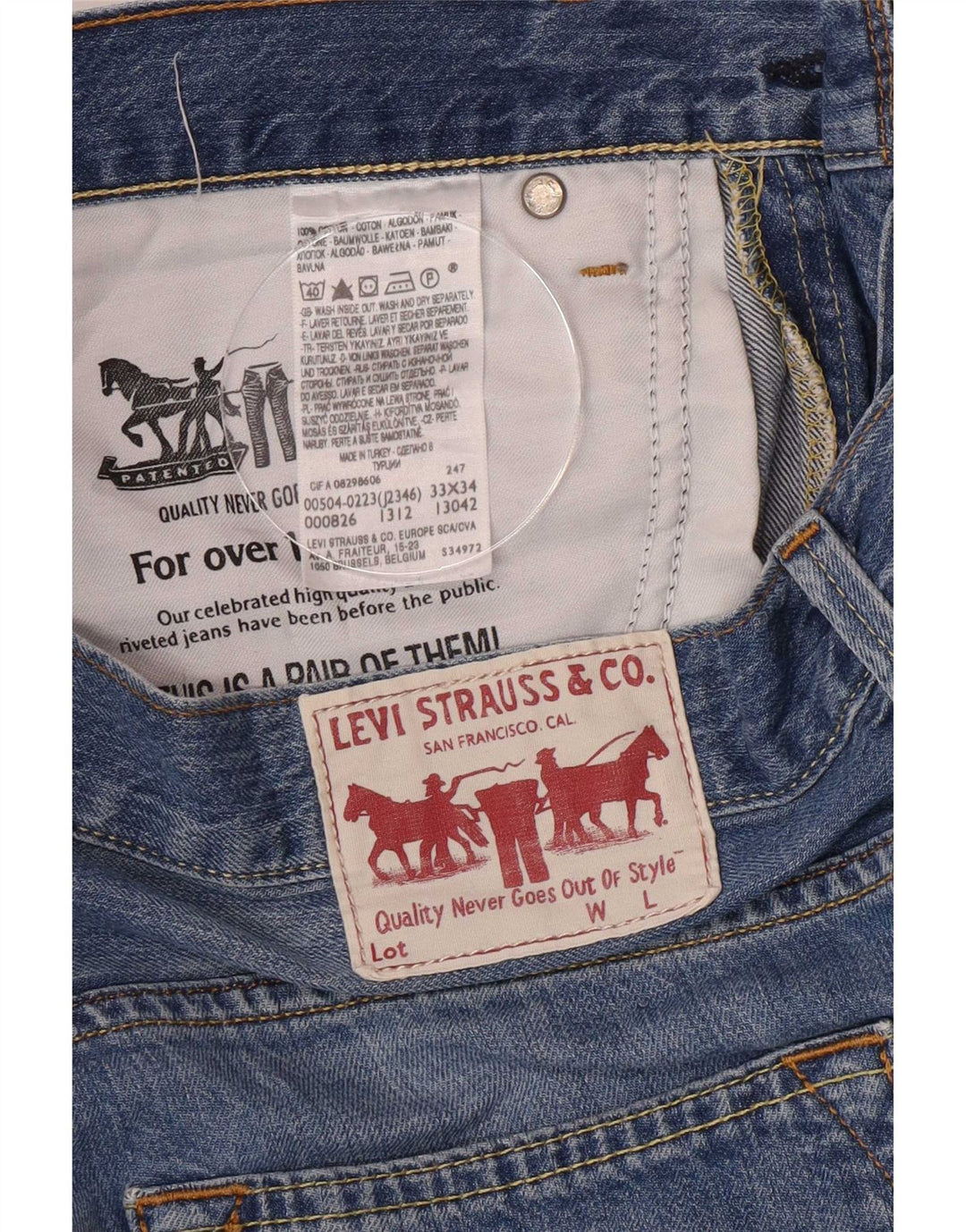 Мужские узкие джинсы Levi's W33 L34 Синий хлопок