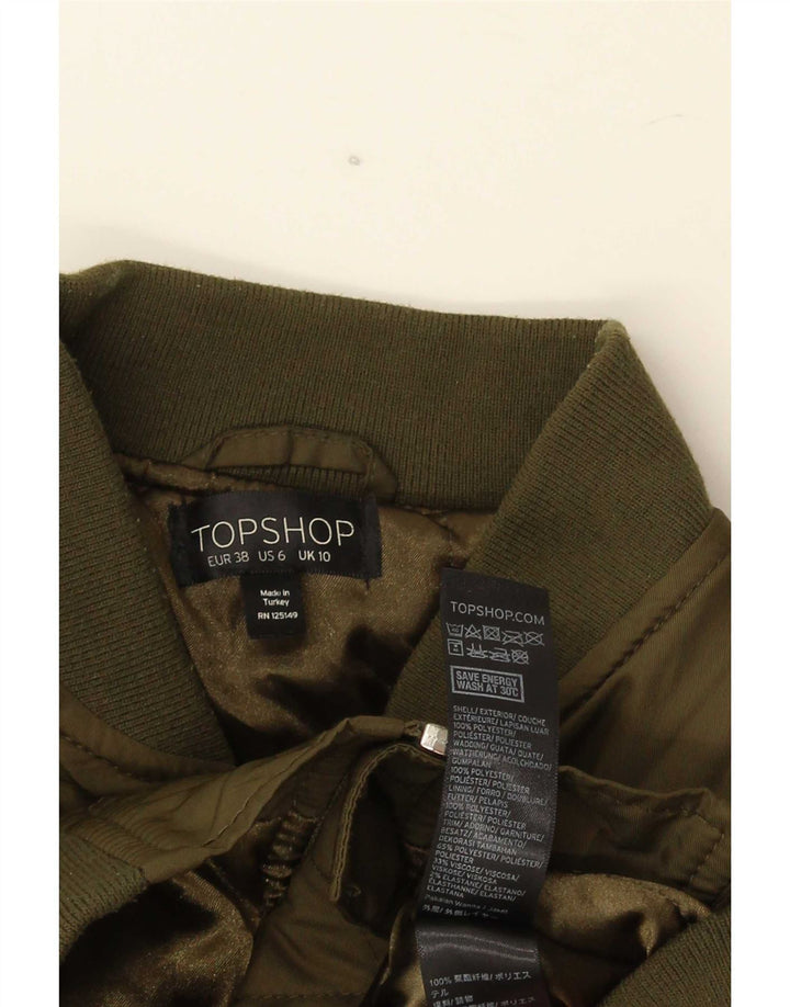 Женский бомбер оверсайз Topshop UK 10, маленький зеленый полиэстер