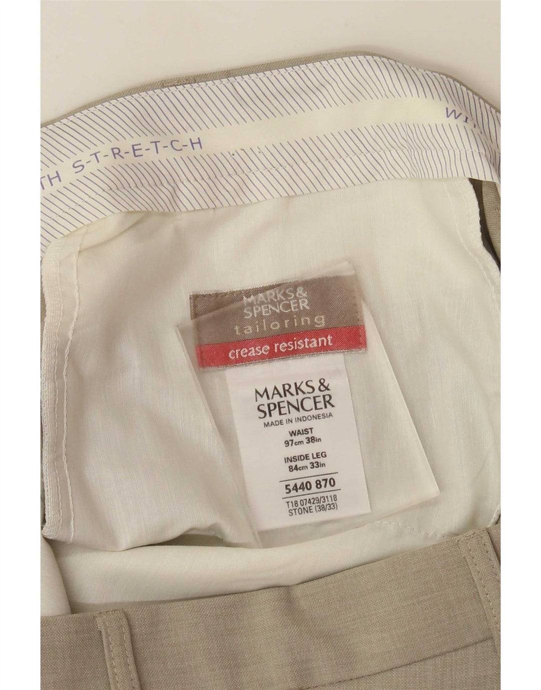 Мужские прямые костюмные брюки Marks & Spencer W38 L30 бежевого цвета из полиэстера