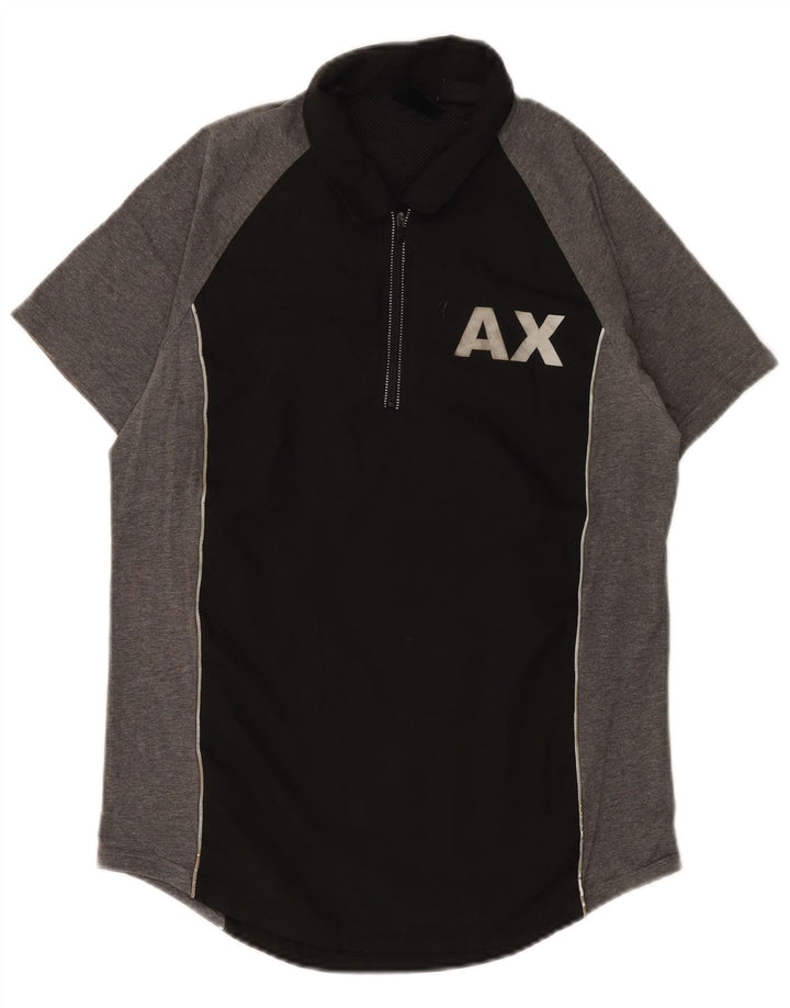 Мужская рубашка-поло с рисунком Armani Exchange, маленькая черная, с цветными блоками