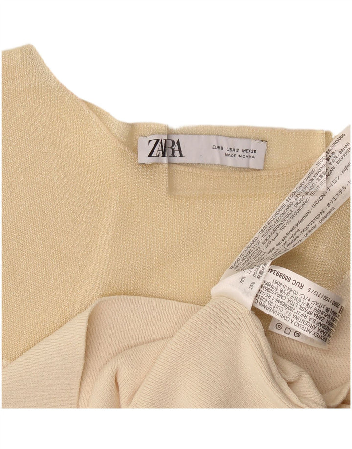 Женский укороченный жилет Zara UK 8, маленький, бежевый, нейлон