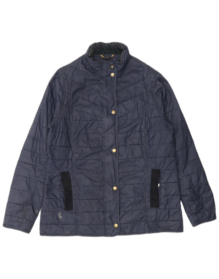 Женская стеганая куртка Barbour UK 16, большая, темно-синяя, полиамид с цветными блоками