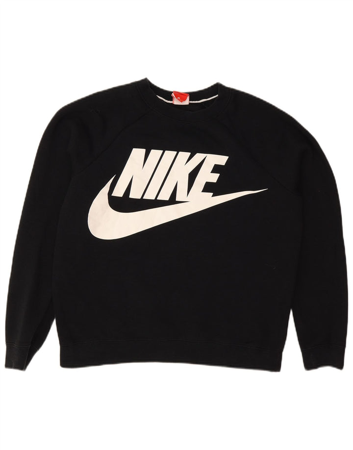 Женский свитер с рисунком Nike UK 14, средний черный хлопковый джемпер