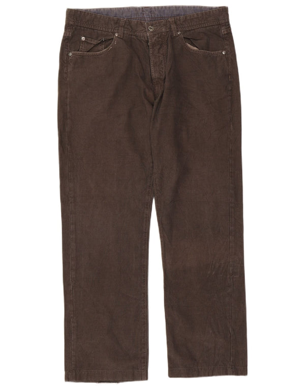 Massimo Dutti Mens Straight Casual Trousers W34 L29 Grey Herringbone Cotton