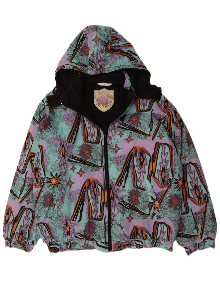 ВИНТАЖНАЯ Мужская ветровка с абстрактным узором, Великобритания 38, средний бирюзовый цвет