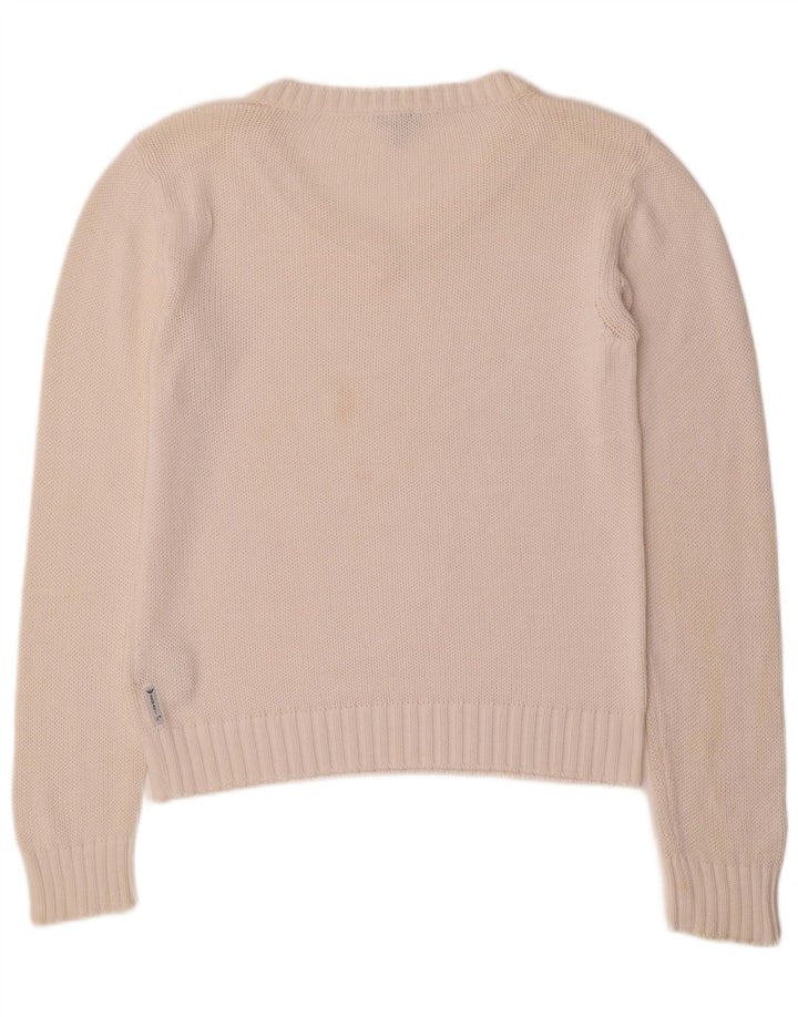 Женский джемпер с v-образным вырезом ARMANI JEANS UK 16, большой белый хлопок