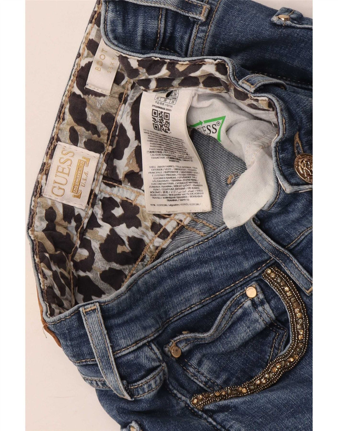 Женские джинсы Bootcut с высокой посадкой Guess W28 L28, синие, хлопок