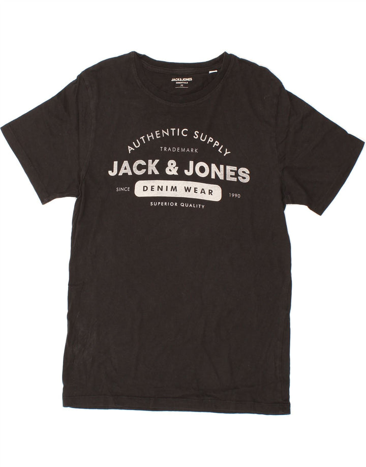 JACK & JONES Mens Graphic T-Shirt Top Medium Black Cotton Vintage Jack & Jones and Second-Hand Jack & Jones from Messina Hembry 