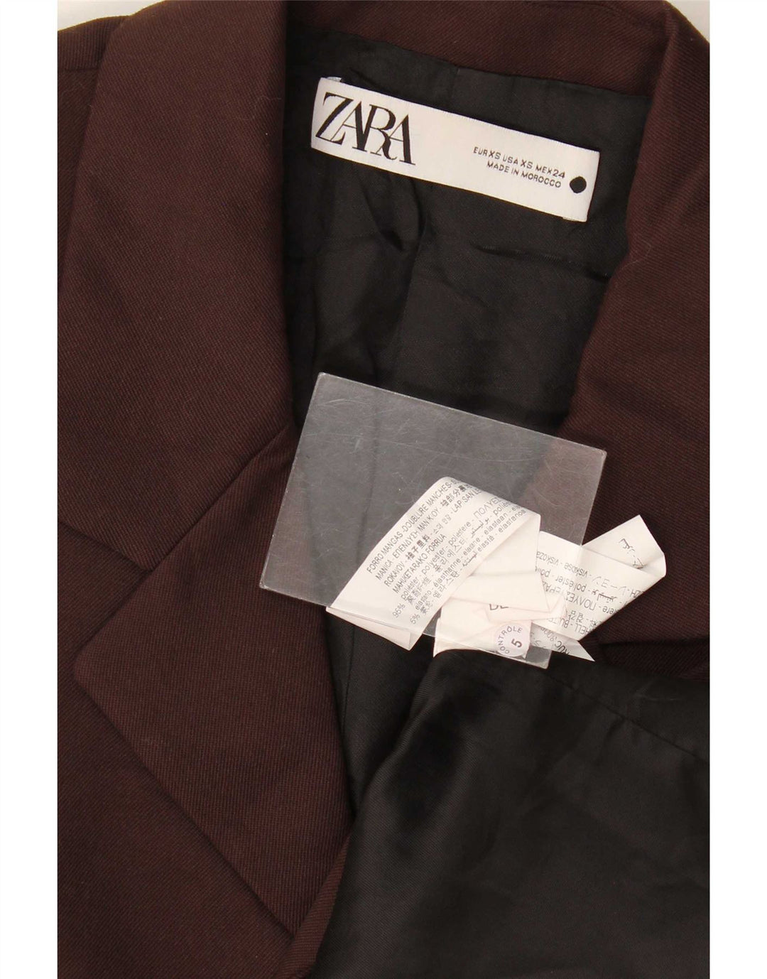 Мужской пиджак Zara на 2 пуговицах UK 34 XS Коричневый полиэстер