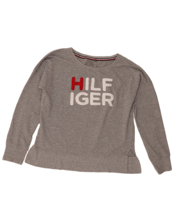 Женский джемпер с рисунком Tommy Hilfiger UK 10, маленький серый хлопковый