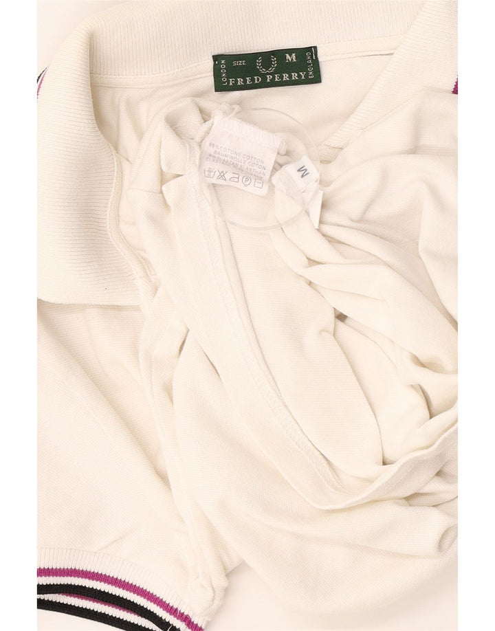 Женская рубашка поло FRED PERRY UK 12, средний белый хлопок, белый цвет