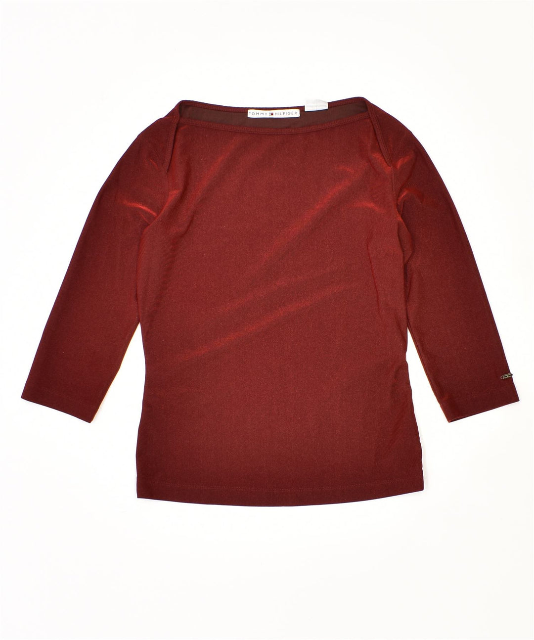 TOMMY HILFIGER Женский топ с рукавом 3/4 UK 14, средний красный полиэстер