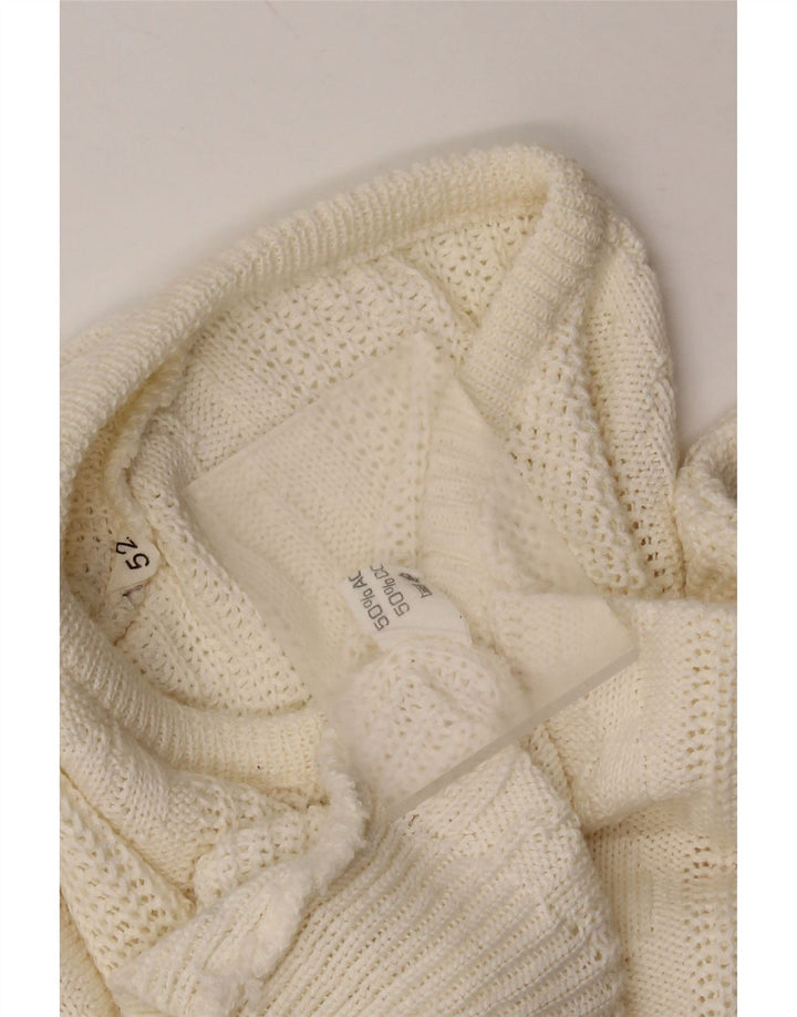 Мужской свитер VINTAGE с круглым вырезом IT 52, большой белый акрил