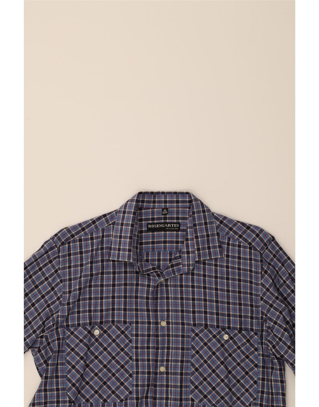 VINTAGE Mens Flannel Shirt UK 39/40 Medium Blue Check Cotton Vintage Vintage and Second-Hand Vintage from Messina Hembry 