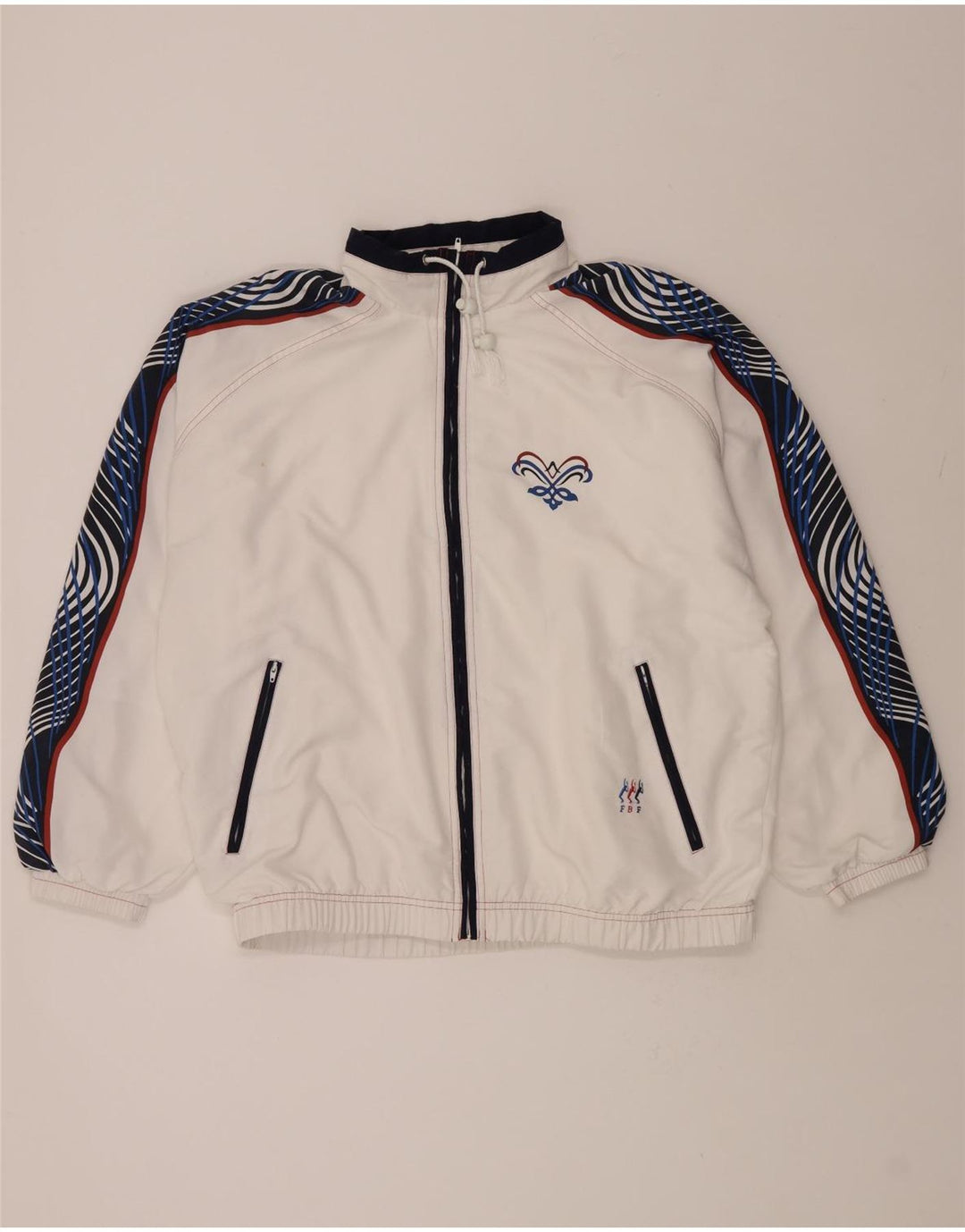 VINTAGE Womens Oversized Tracksuit Top Jacket UK 18 XL White Colourblock Vintage Vintage and Second-Hand Vintage from Messina Hembry 