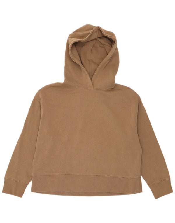 Женский джемпер с капюшоном Zara UK 16, большой размер, коричневый хлопок
