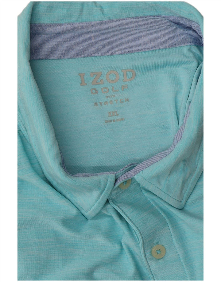 IZOD Mens Golf Polo Shirt 2XL Blue Polyester
