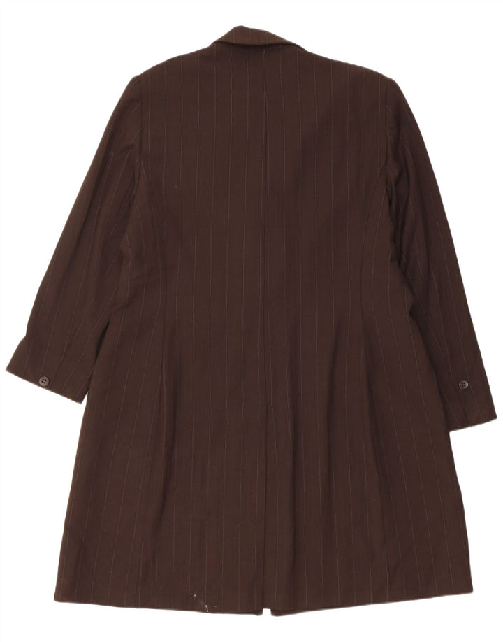 Женское пальто Marks & Spencer UK 20 2XL Коричневое полиэстер в тонкую полоску