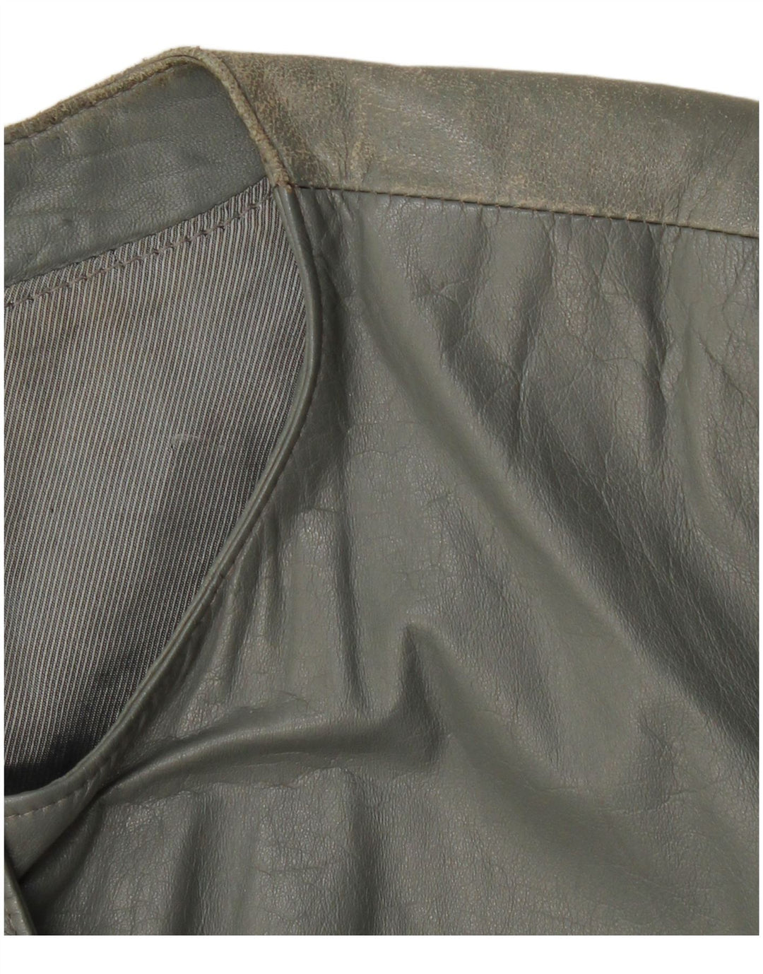 Женская кожаная куртка-бомбер VINTAGE UK 12, кожа среднего серого цвета