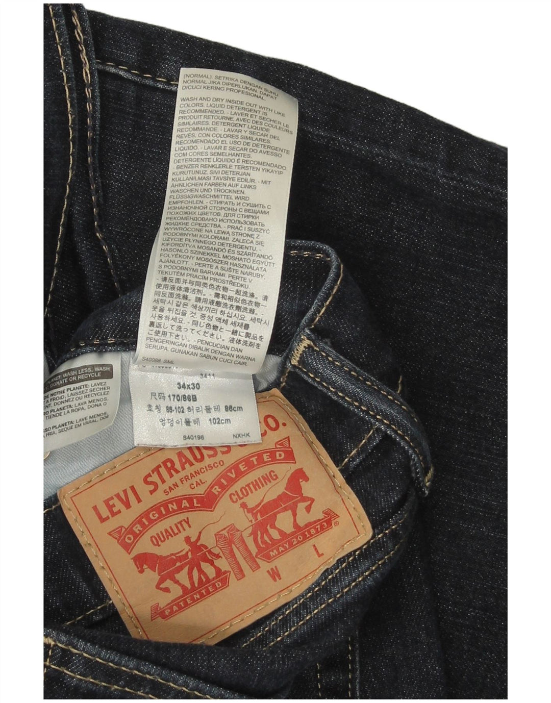 Мужские узкие джинсы Levi's W34 L30 темно-синие, хлопок