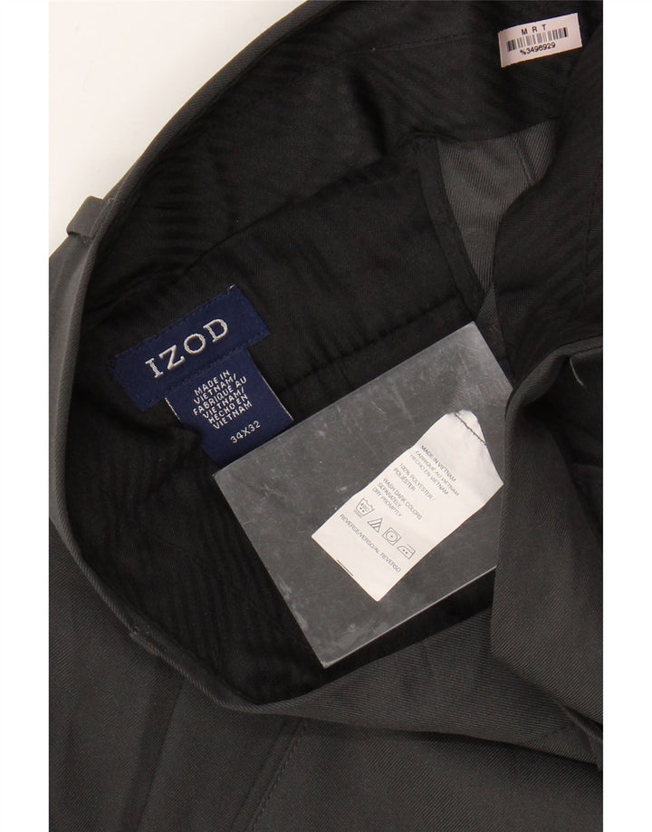 IZOD Мужские прямые костюмные брюки W34 L32 серые из полиэстера